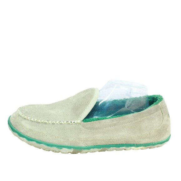 LL Bean Gray Suede Fleece Lined Mountain Moccasin Slippers Slip-On Size 11 M - Picture 1 of 9